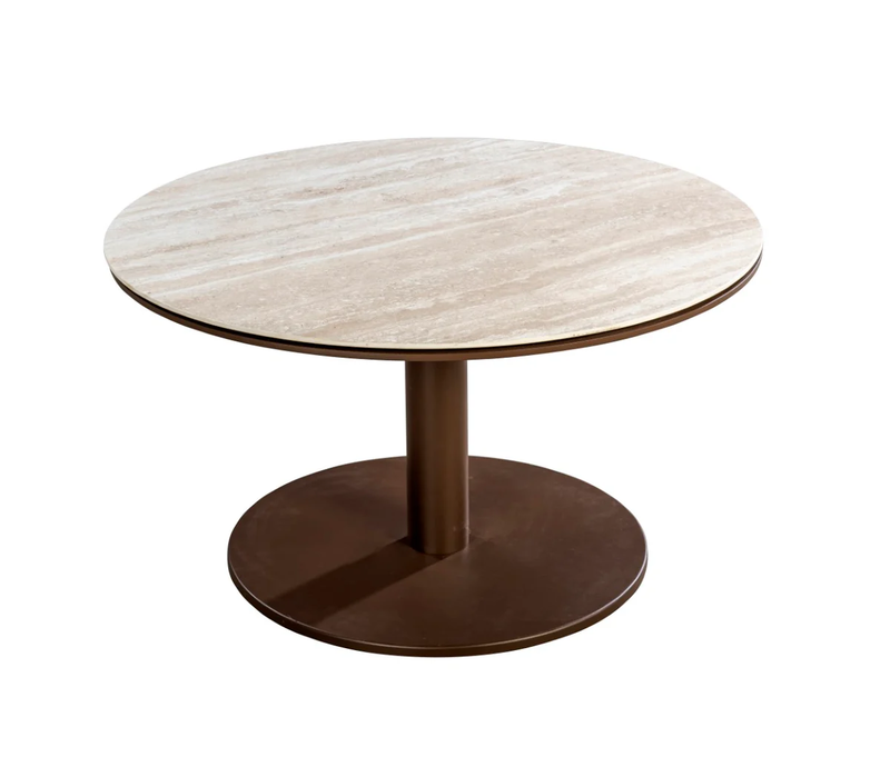 Millor side table dia. 80x40 cm aluminium bronze/travertin Yoi - Yoi - Bruin