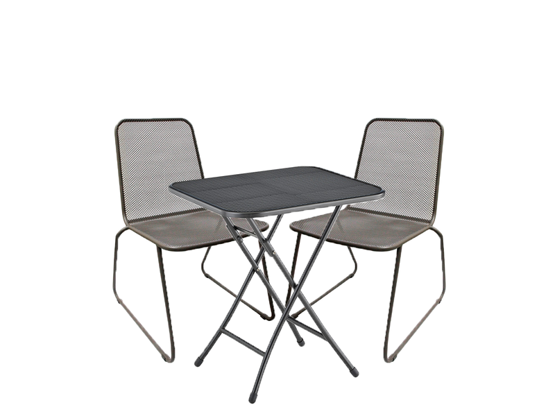 Kettler Diningset tafel Strekmetaal staal 70 x 70 met 2 stoelen Lester tuinmeubel Kettler - Kettler