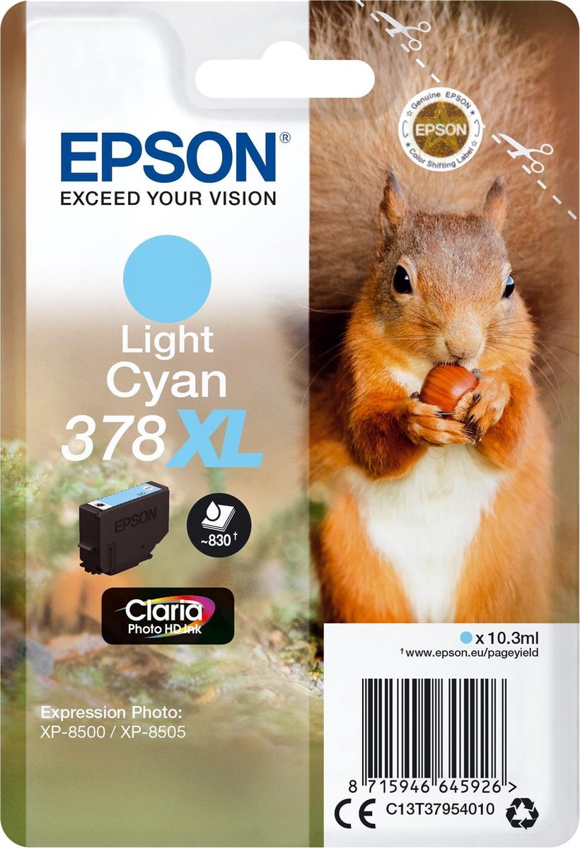 Epson 378XL Singlepack Licht Cyaan Claria Photo HD Ink