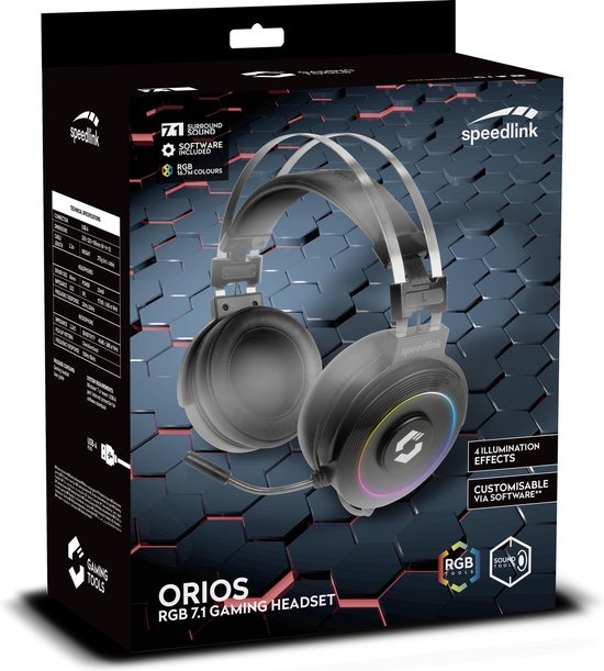 Speedlink Orios RGB 7.1 Gaming Headset PC - Zwart