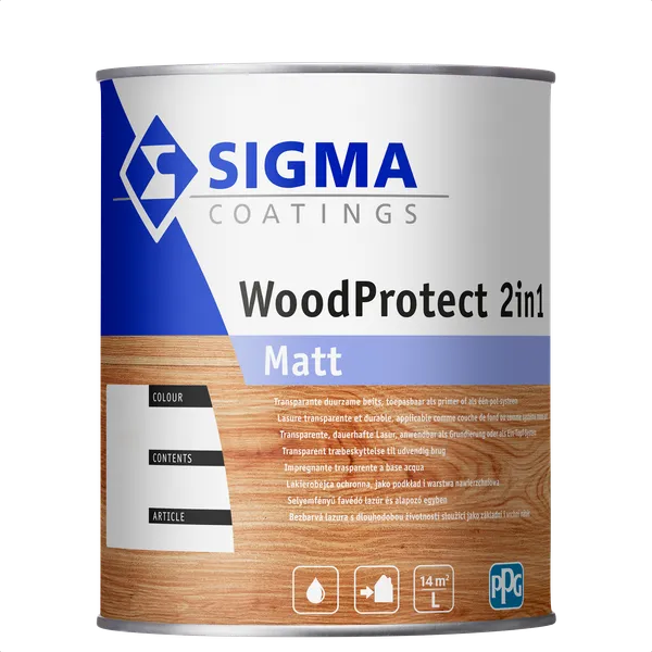 Sigma Sigma WoodProtect 2 in 1 Matt - Mengkleur - 1 l