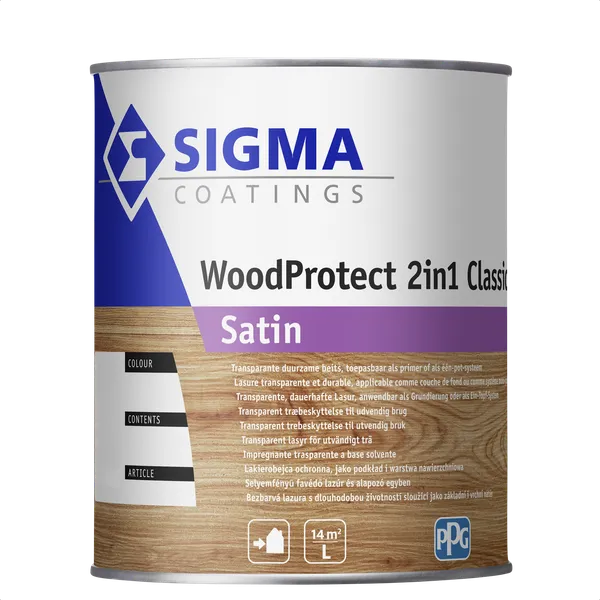 Sigma Sigma WoodProtect 2 in 1 Classic Satin - Mengkleur - 1 l