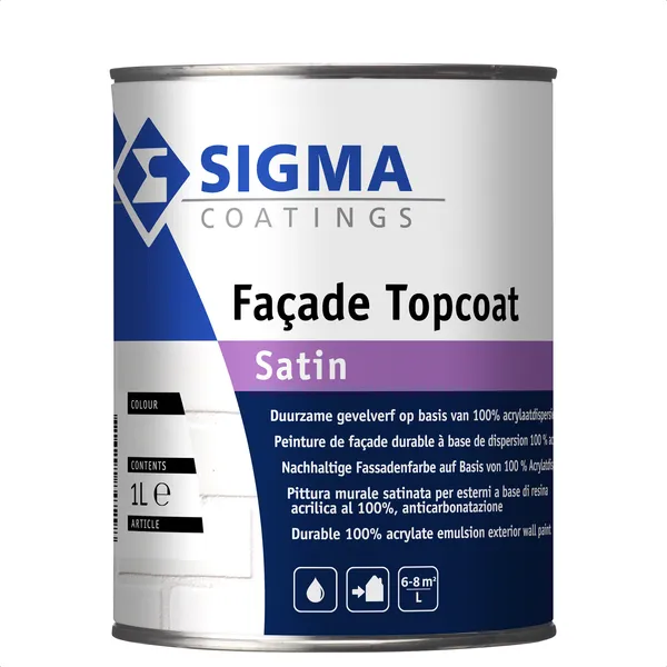 Sigma Sigma Facade Topcoat Satin - Mengkleur - 1 l