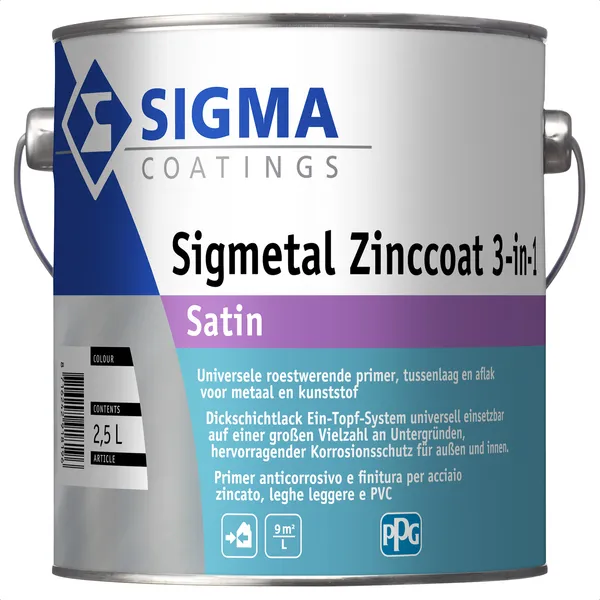 Sigma Sigma Sigmetal Zinccoat 3 In 1 Satin - Mengkleur - 2,5 l