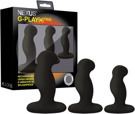 Nexus - G-Play Trio Plus Unisex Vibrator Pack - S/M/L - Zwart