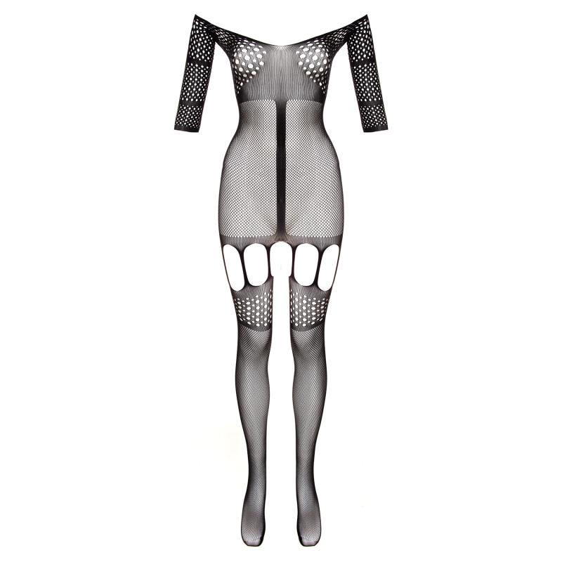 Trendy Jarretel-Catsuit - Zwart