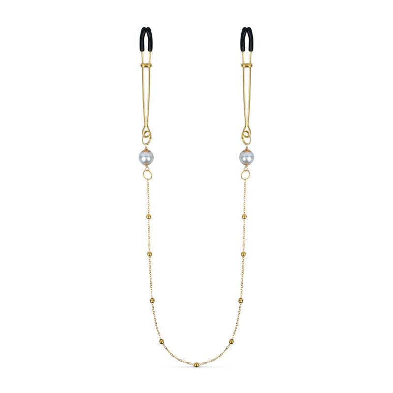 EasyToys en Tepelklemmen met Ketting en Parels - Goud