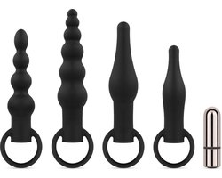 Anal Collection Anaal Plug Set Met Bullet Vibrator - Zwart
