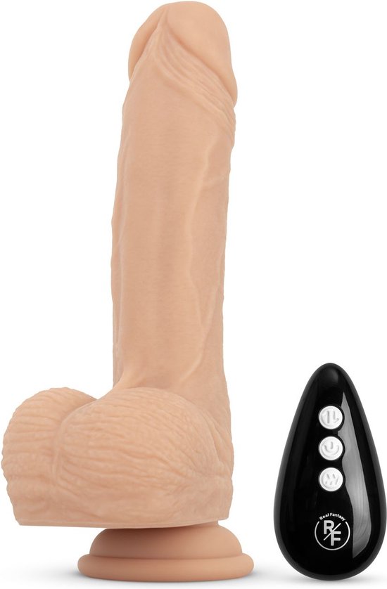 Real Fantasy - Mason Stotende, Verwarmbare en Vibrerende Dildo - Beige