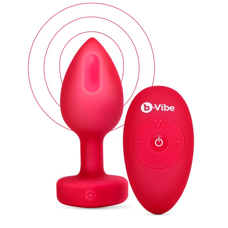 B-Vibe B-Vibe - Vibrating Heart Plug M/L Red - Rood