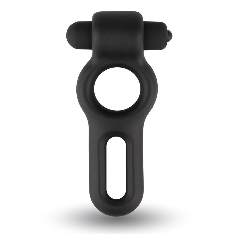 Velv'Or - Rooster Drake Double Ring Design Cock Ring with Vibrating Bullet - Zwart