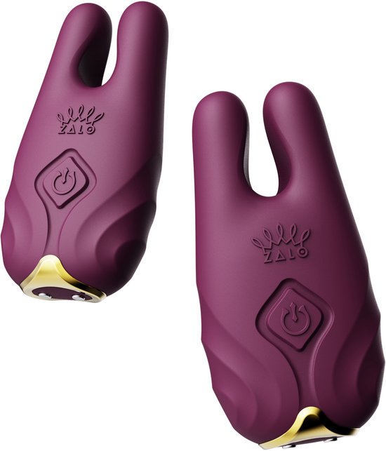 Zalo - Nave Wireless Vibrating Nipple Clamps Velvet Purple - Paars