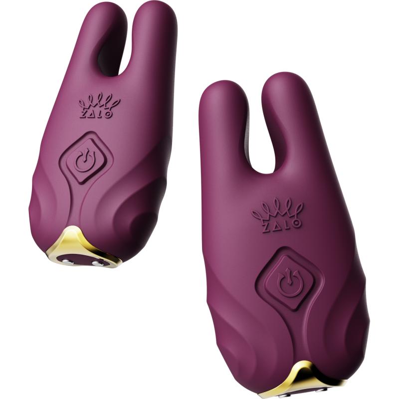 Zalo Zalo - Nave Wireless Vibrating Nipple Clamps Velvet Purple - Paars