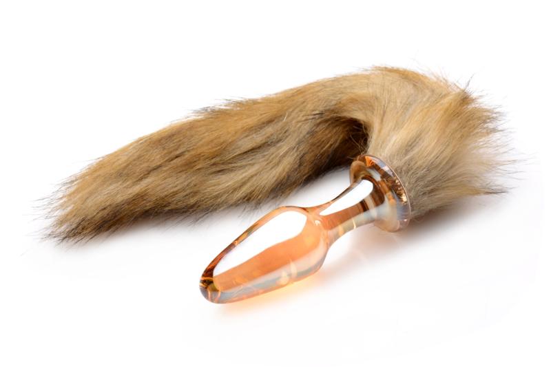 TAILZ - Fox Tail Anaalplug van Glas met Faux Fur Staart - Oranje