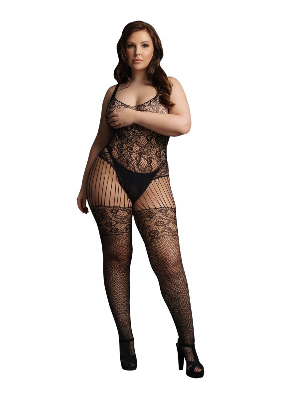 Le Desir Le Desir - Kant en Visnet Bodystocking - Zwart