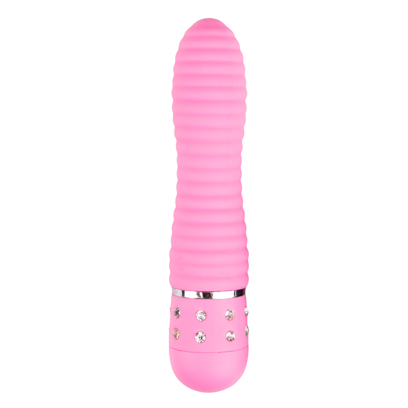 EasyToys geribbelde mini vibrator met diamantjes - Roze