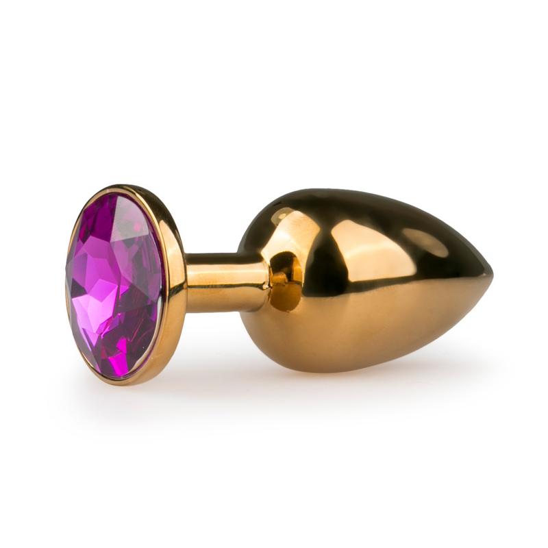 Anal Collection Buttplug met ronde steen/Roze - Goud