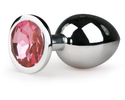 Anal Collection Metalen buttplug met roze kristal - zilverkleurig - Silver