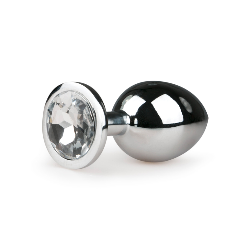 Anal Collection Zilveren ronde buttplug met diamant - Silver