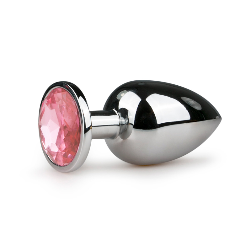 Anal Collection Grote buttplug met steen - Zilver/Roze - Silver