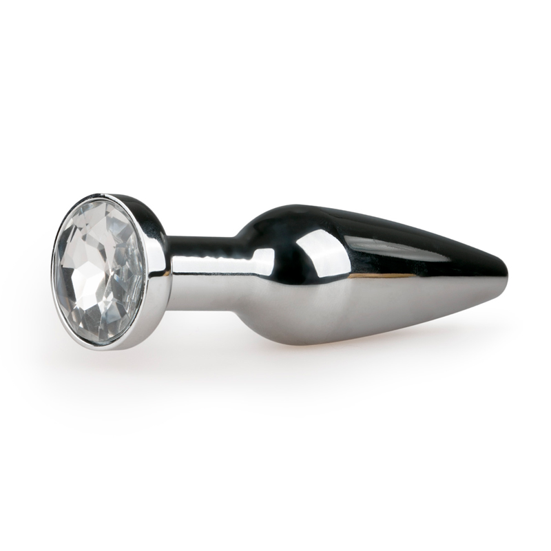 Anal Collection Zilveren smalle buttplug met diamant - Silver