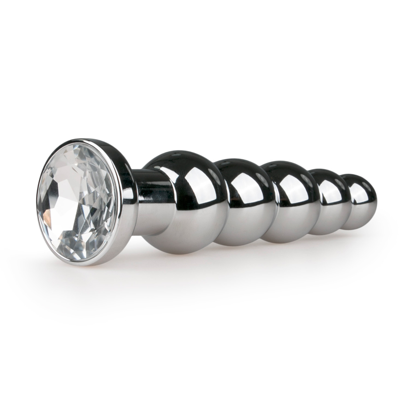 Anal Collection Zilveren dunne buttplug met kristal - Silver