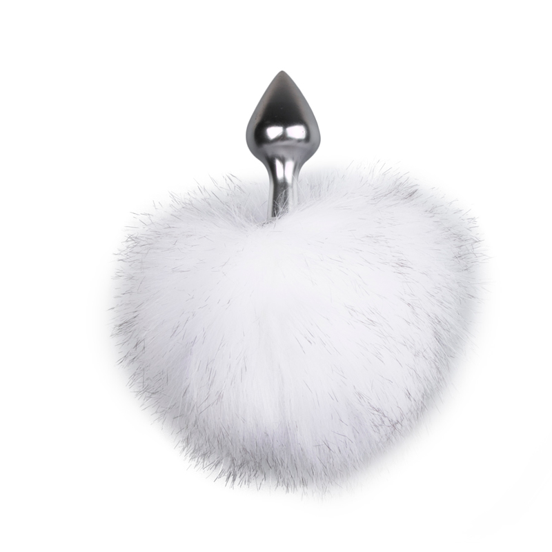 EasyToys Buttplug met konijnenstaart - Wit - Silver