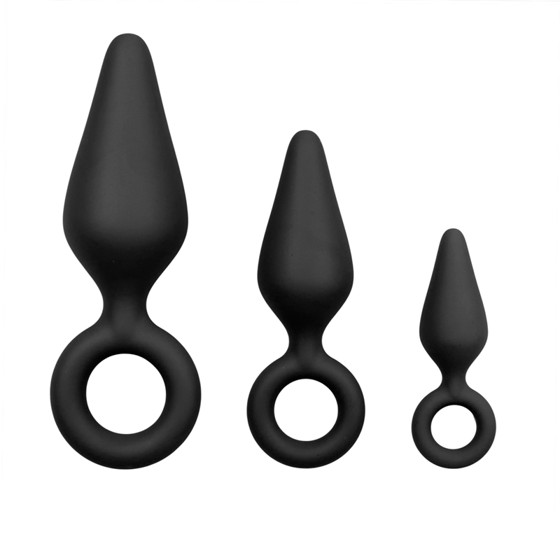 Anal Collection e buttplugs met trekring - setje - Zwart