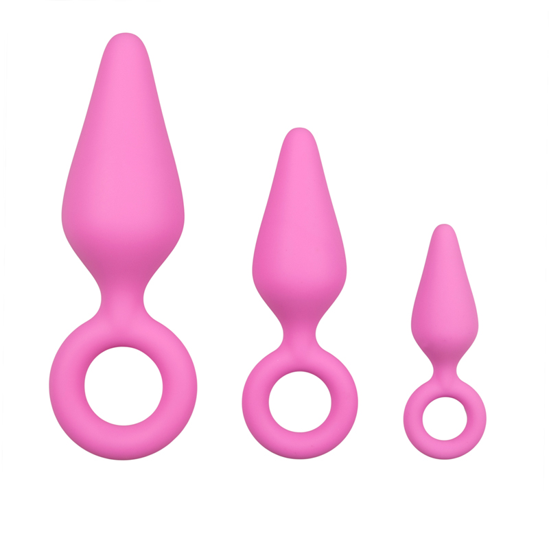 Anal Collection buttplugs met trekring - setje - Roze