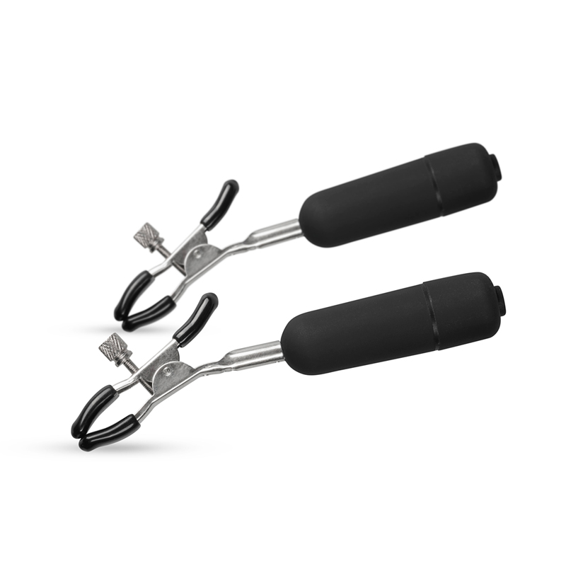 EasyToys Verstelbare Tepelklemmen Met Bullet Vibrator - Silver