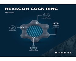 Boners Hexagon Cockring Met Stalen Kogels - Grijs