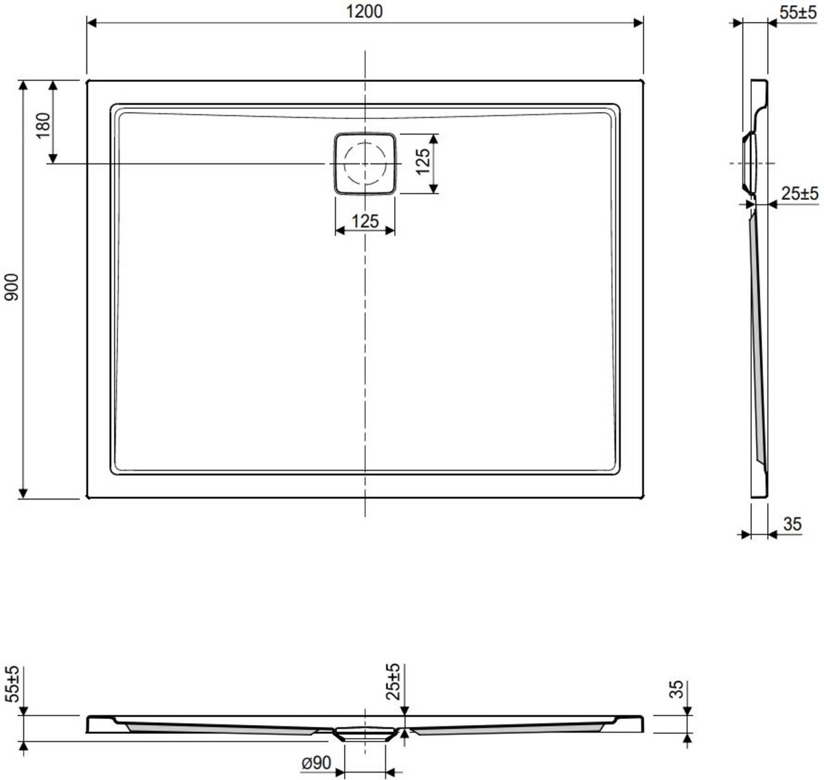Ben Ben Metric Douchebak 120x90 cm Wit