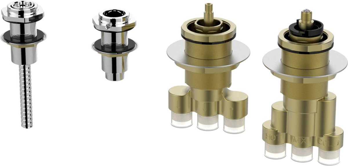 Saqu Saqu X-grip 4-gats badrandthermostaat inbouwdeel chroom