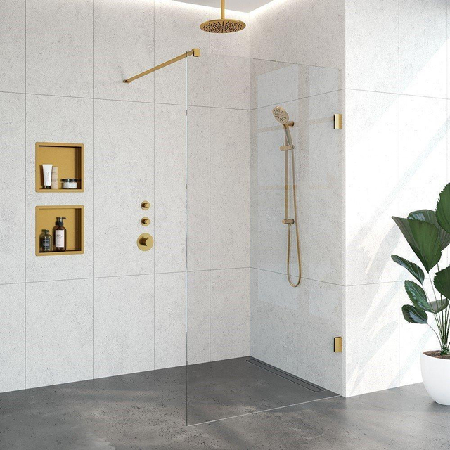 Brauer BRAUER Void inloopdouche helder glas 110x200 incl. glascoating PVD geborsteld GS-VOI1H110200GG - Goud