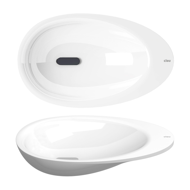 Clou Clou First fonteinkom 36x21.8cm zonder kraangat met plug mineraalsteen Wit CL/03.08110