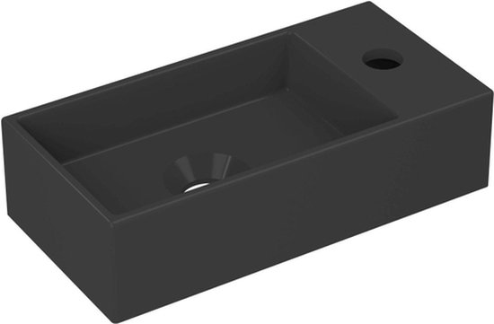 INK Versus Fontein - 36x18x9cm - wasbak ls - 1 kraangat - porselein zwart mat 3404281