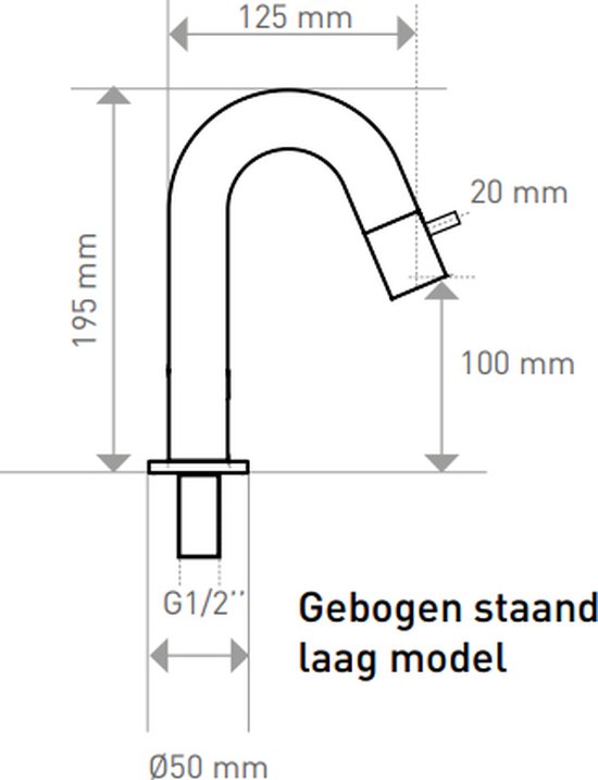INK Fonteraan - 19.5cm - staand - gebogen - messing Brushed mat goud 9902354