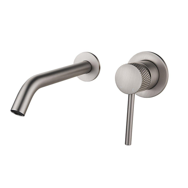 Wiesbaden Wiesbaden Ribbd eenhendel wastafelkraan inbouw compleet geborsteld staal 29.5331