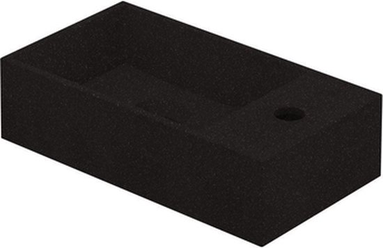 INK Contra Fontein - 40x22x10cm - wasbak ls - 1 kraangat - polystone Quartz zwart 3403072