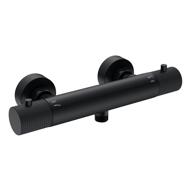 Wiesbaden Wiesbaden Ribbd thermostatische douchemengkraan hartafstand 15 cm mat zwart 29.5352