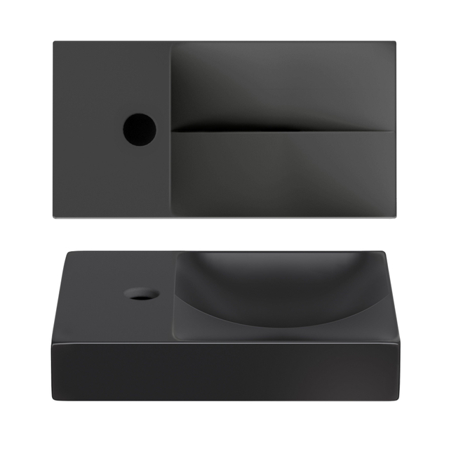 Clou Clou Vale fonteinen keramiek fontein 38x19x7cm kraangat links mat CL/03.30161.01.L - Zwart