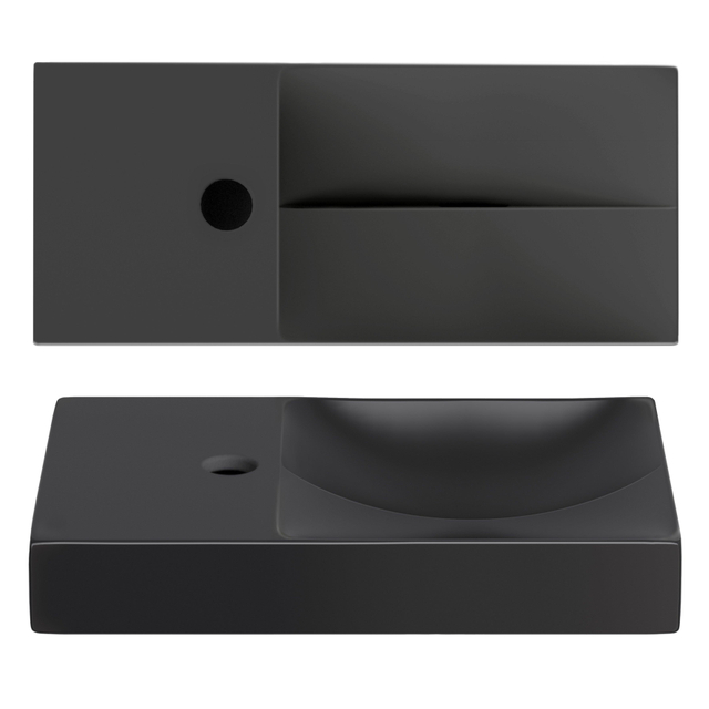 Clou Clou Vale keramiek fontein 45x19x7cm kraangat links mat CL/03.30162.01.L - Zwart