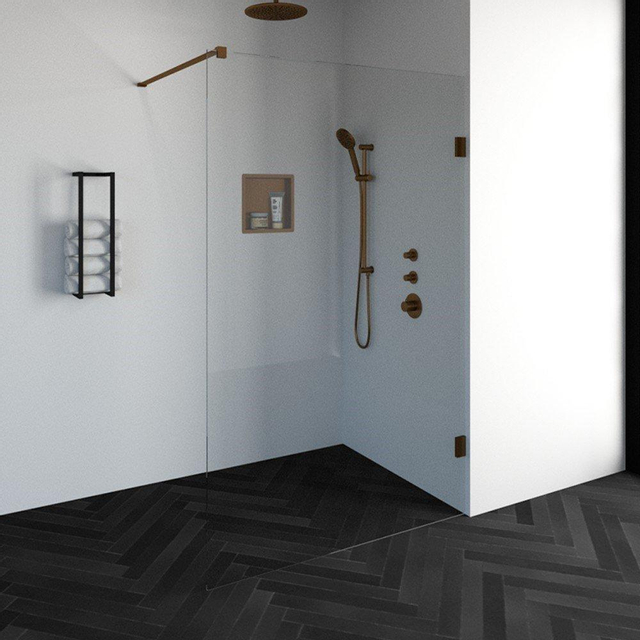 Brauer BRAUER Void inloopdouche helder glas 130x200 incl. glascoating PVD koper geborsteld GS-VOI1H130200GK