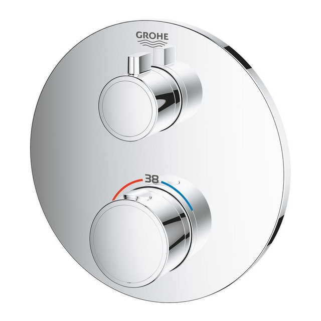 Grohe Grohe Grohtherm Inbouwthermostaat - 2 knoppen - zonder omstel - rond - chroom 24075000