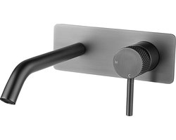 Wiesbaden Ribbd eenhendel wastafelkraan met coldstart inbouw compleet gunmetal 29.5333
