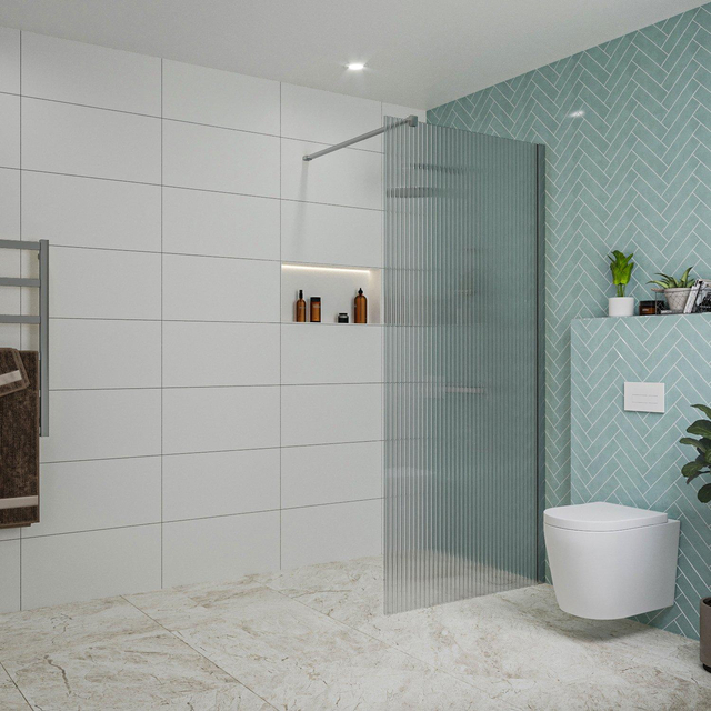 Fortifura Galeria inloopdouche - 90x200cm - ribbelglas - wandarm - chroom SW797951/SW797904