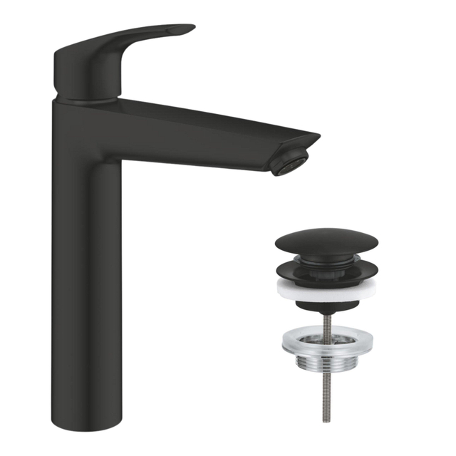 Grohe GROHE Eurosmart Wastafelmengkraan - XL-size - waste - push open - matte black SW1077352/SW1077334