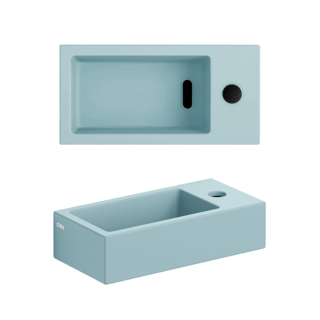 Clou Clou Flush 3 fontein 36x18cm met kraangat rechts mat keramiek CL/03.38030 - Blauw