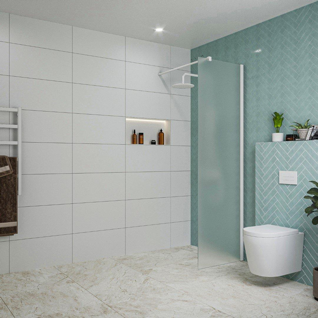 Fortifura Galeria inloopdouche - 60x200cm - mat glas - wandarm - mat wit SW797923/SW797906