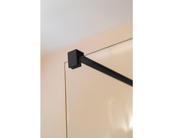 Fortifura Galeria inloopdouche - 110x200cm - mat glas - wandarm - mat zwart SW915251/SW797905